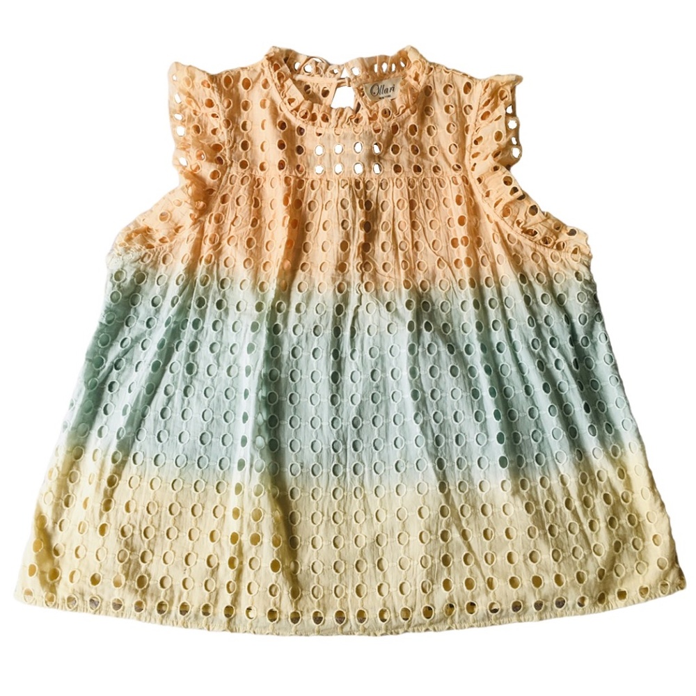 Ollari Ruffled Eyelet Tank Blouse Shirt XL Anthropologie